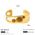 Détails du bracelet en acier inoxydable doré avec œil de tigre et dimensions précises - Style Incrusté d'Œil de Tigre Doré (NB-B6328)