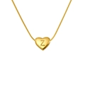 Golden titanium steel heart pendant necklace featuring engraved letter Z with snake chain - Letter Z (Snake Chain)