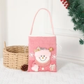 Pink Christmas snowman gift bag with 3D plush details and white drawstring handle - Snowman / Pink-Christmas Snowman