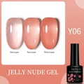 LILY'CUTE Y06 Jelly Nude Gel Lack zeigt 1 bis 3 Schichten pfirsichfarbenes Finish am Nagel - Pfirsich Nude-Y06