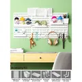 White modular pegboard organizer set with shelves and hooks for wall storage - White Long Board Set 3 / White