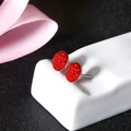 Elegant S925 silver round stud earrings featuring vibrant red crystal cluster details - 8mm / Charm Red