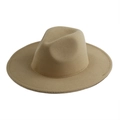 Elegant khaki wool felt fedora hat with flat brim and vintage british style design - 58cm One Size / Khaki