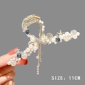 Pince à cheveux étoile de mer dorée avec perles blanches et bleues de 11cm - 93# Pince Étoile de Mer