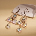 Detail of vintage palace style earrings with hollow drop-shaped crystals and pearls - Ear Hook - Colorful