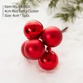 Christmas red ball cluster ornament with 5 red globes of 4cm on brown festive branches - E48803-4cm Red Ball Cluster (5pcs/set)