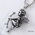 Pendente Cupido in acciaio inossidabile argento, 33mm x 45mm, con peso di 22,4g - Stile Angelo Cupido (Stile 1)