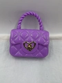 Purple mini jelly handbag with quilted texture and golden heart-shaped twist lock - Purple