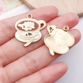 DIY coffee cup charm pendant with white enamel latte art for jewelry making - Light Yellow Coffee Cup