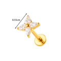 Titanium gold ear stud featuring a four-petal zirconia flower design with 0.55cm diameter - Four-Petal Flower Style (T2542-7#) / Gold
