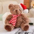Brown plush teddy bear with red striped scarf and Santa hat featuring Merry Bear embroidery - Gift Bag Only (No Bear) / Corresponding Version for Red Stripe Scarf Camel Bear