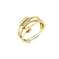 Verstellbarer S925 Goldring mit Spinnerperlen zur Angstbewältigung im Dreischicht Design - Mehrlagiges Band Gleitperlen-Stil / Gold