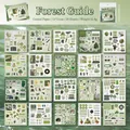 20 sheets of Green Wilderness deco stickers for journaling with botanical and letter motifs - Green Field Guide