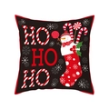 Christmas pillowcase featuring black background with Ho Ho Ho text and snowman pattern - TQR31-20/Ho Ho Ho Snowman Stocking
