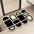 Alfombra geométrica moderna en blanco y negro con suave textura afelpada - QSJH-B/Geométrico Abstracto / 50*80cm/Cuero Absorbente