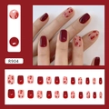 Red leopard print press-on nails set with 24 pieces of glossy long square fake nails - Glue Type / Translucent Red Leopard