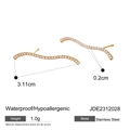 Orecchini a onda in acciaio placcato oro 18k con zirconi bianchi incastonati - Orecchini a Onda con Strass / Oro (JDE2312028)