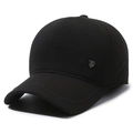 Casquette de baseball d'hiver pour hommes noire avec cache-oreilles et logo en métal - Logo M / Noir