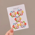 Five-piece set of colorful flower BB hair clips in vibrant macaron shades for girls - 2# Rainbow Flower Set of 5 - 3cm