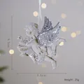 Clear acrylic Christmas angel ornament with silver glitter wings and harp 9.5cm - Crystal Angel (New)