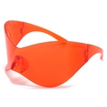 Occhiali da sole a mascherina arancioni Y2K con design futuristico senza montatura - Regolare / Arancione