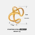 Verstellbarer goldener Edelstahlring in Seesternform mit geprägter Textur - JR653-Seesternform