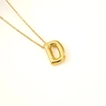 Minimalist 18K gold letter D bubble pendant necklace with radiant star engraving - Letter D(S-P062-D)