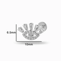 Silver G23 titanium eye-shaped stud piercing with clear zircons, 10mm width variant - Eye Style (5#) / Silver