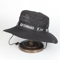 Detail of black tactical boonie hat with embroidered Travellero logo and mesh vents - Adjustable / Black