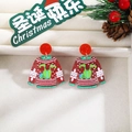 Dettaglio degli orecchini festivi in acrilico rosso glitterato a forma di maglione natalizio - Forma di maglione glitterato rosso / Maglione brutto rosso