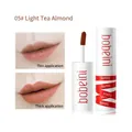 Matte lip clay 05 Apricot Tea shade showing thin and thick application on lips - 05# Light Tea Apricot