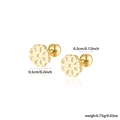 Detail view of small 925 silver daisy stud earrings with white enamel and gold screw backs - Gold White Daisy Style (KE22314)