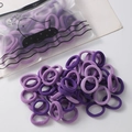 Elastic purple hair ties set in a transparent pouch for girls, no-snag towel fabric - 100 Pieces Set / Purple Series
