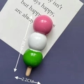 Three-color Dango fridge magnet in pink white green tones 7.8cm height dimension - Tricolor Candy Balls