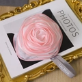 Pink and white gradient rose shaped bath loofah mesh sponge with branded hanging ribbon - Ribbon Style / Metallic Pink