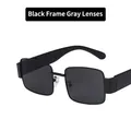 Retro square sunglasses with matte black frames and dark grey lenses for a vintage look - Black Frame Grey Lens