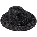 Close-up of black disco bucket hat with shiny pyramid studs for fashion styling - Full Rhinestone Black Top Hat Style