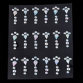 Iridescent teardrop and round face gems set with rainbow shimmer on black backing - MX-010