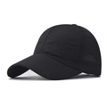 Breathable black quick-dry mesh baseball cap for outdoor sun protection and hiking use - Adjustable / Black