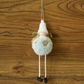 Blue plush angel Christmas tree ornament with golden heart and wings on wood - B-Style Blue