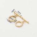 Macro view of gold-plated OT toggle clasp with 18mm T-bar and 13.8mm ring dimensions - 18K Roman Numerals OT Clasp - 2Pcs/Pack