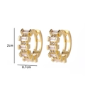 Detalle de pendientes de aro bañados en oro de 18K con circonitas y marca de 2cm - Estilo Brillante Redondo Baguette (K1)
