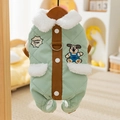 Mint green quilted dog winter vest with faux fur collar and D-ring harness attachment - Thick Green Dog / M (Recommended weight 2.5-4kg)