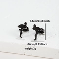 Minimalist black stainless steel flamingo stud earrings with precise dimensions 1.1cm x 0.6cm - 096 Flamingo / Black