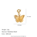 18K gold plated stainless steel butterfly pendant charm with round spring clasp - Butterfly Pendant Style 2 - Gold