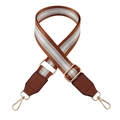 Bandoulière réglable marron caramel avec rayures pailletées argentées et boucles dorées - Marron Jaune