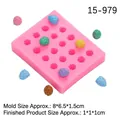 Pink 20-cavity 3D mini strawberry silicone mold with colorful resin finished pieces - Pink