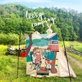 Détail d'une tapisserie de camping avec œillets métalliques sur une tente de jardin - 73X95CM (Modèle à boucle amélioré) / Couple Masqué en Camping (Camping 1)