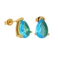 Dettaglio degli orecchini a goccia con zircone blu e placcatura in oro 18K di lusso - Blu
