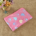 Pink flannel pet blanket with colorful heart and paw prints for dogs and cats - Pink Paw Print with Hearts